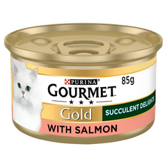 Gourmet Gold Tin Succulent Delights Salmon Adult Wet Cat Food - 85G