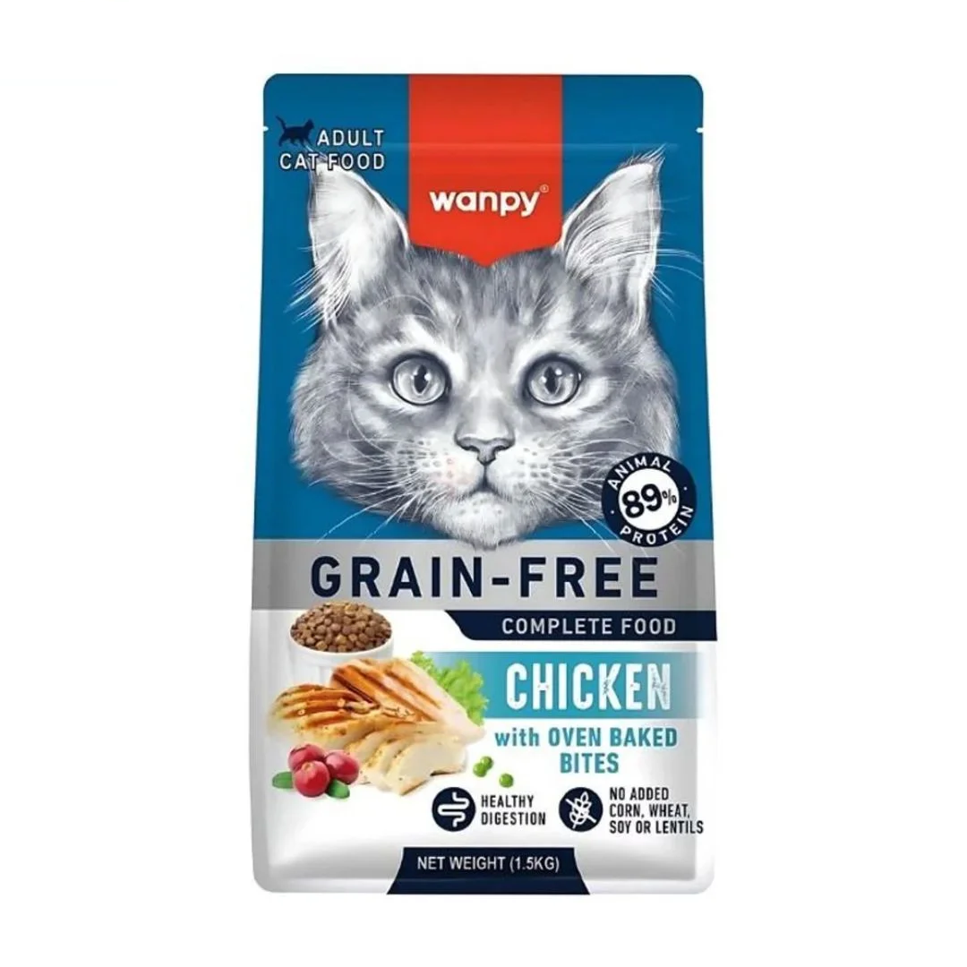 Wanpy Grain Free Dry Food For Adult Cats WIth Chicken - 1.5Kg