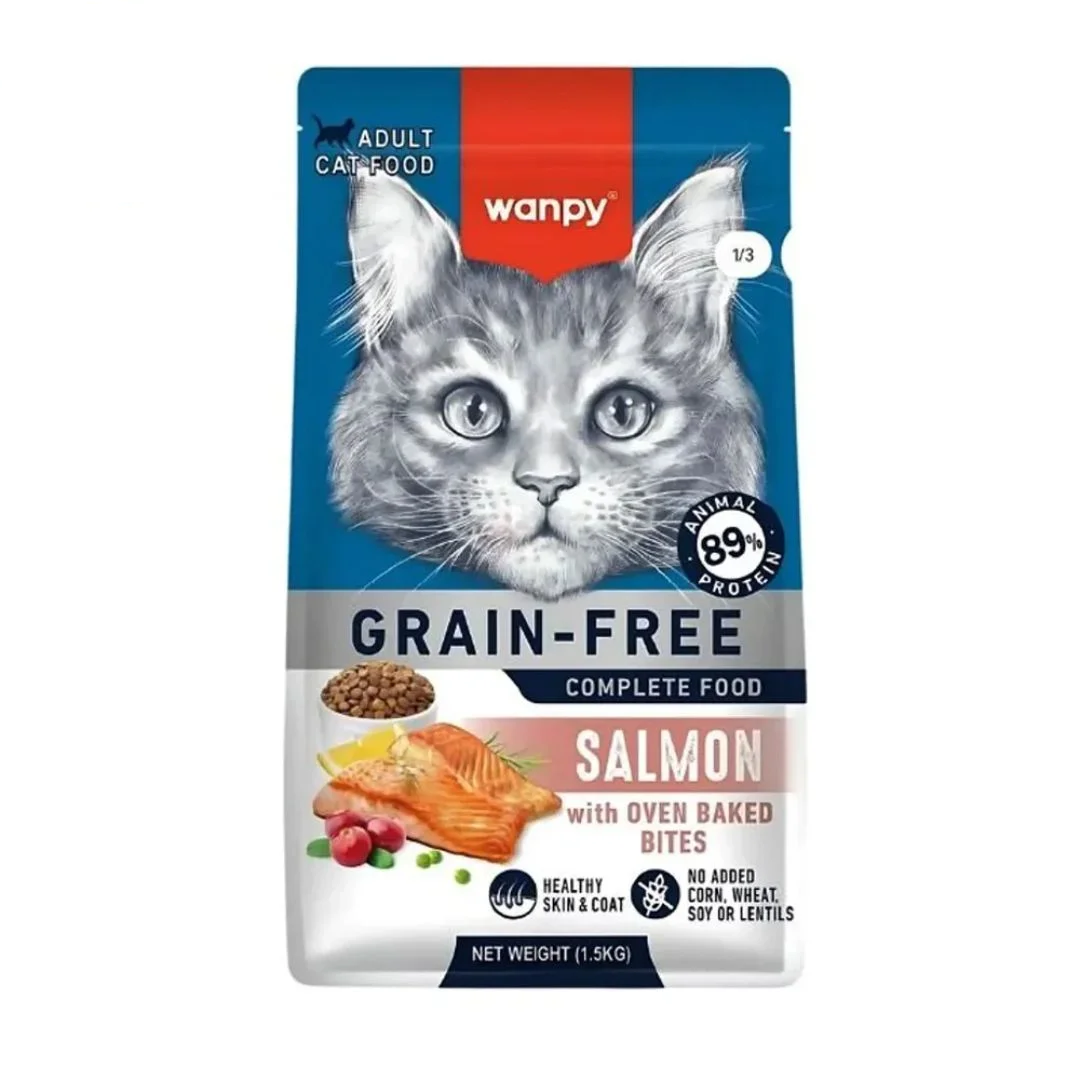 Wanpy Grain Free Dry Food For Adult Cats WIth Salmon - 1.5Kg