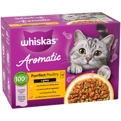 Whiskas Purrfect Poultry In Gravy Adult Wet Cat Food Pouches - Pack Of (12x85G)
