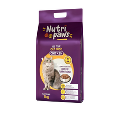 Nutri Paws All Life Stages Cat & Kitten Dry Food - 1Kg