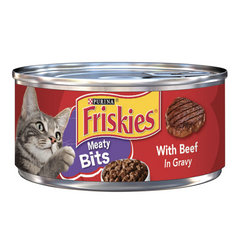 Friskies Meaty Bits With Beef in Gravy Adult Wet Cat Food - 156gm