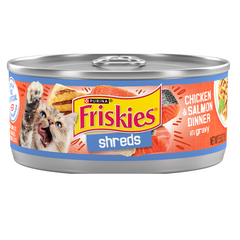 Friskies Shreds Chicken & Salmon Dinner In Gravy For Adult Cat - 156gm