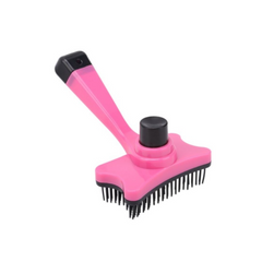 Push Button Grooming Brush Silicon Bristles For Dogs And Cats (Small) - Random Colors