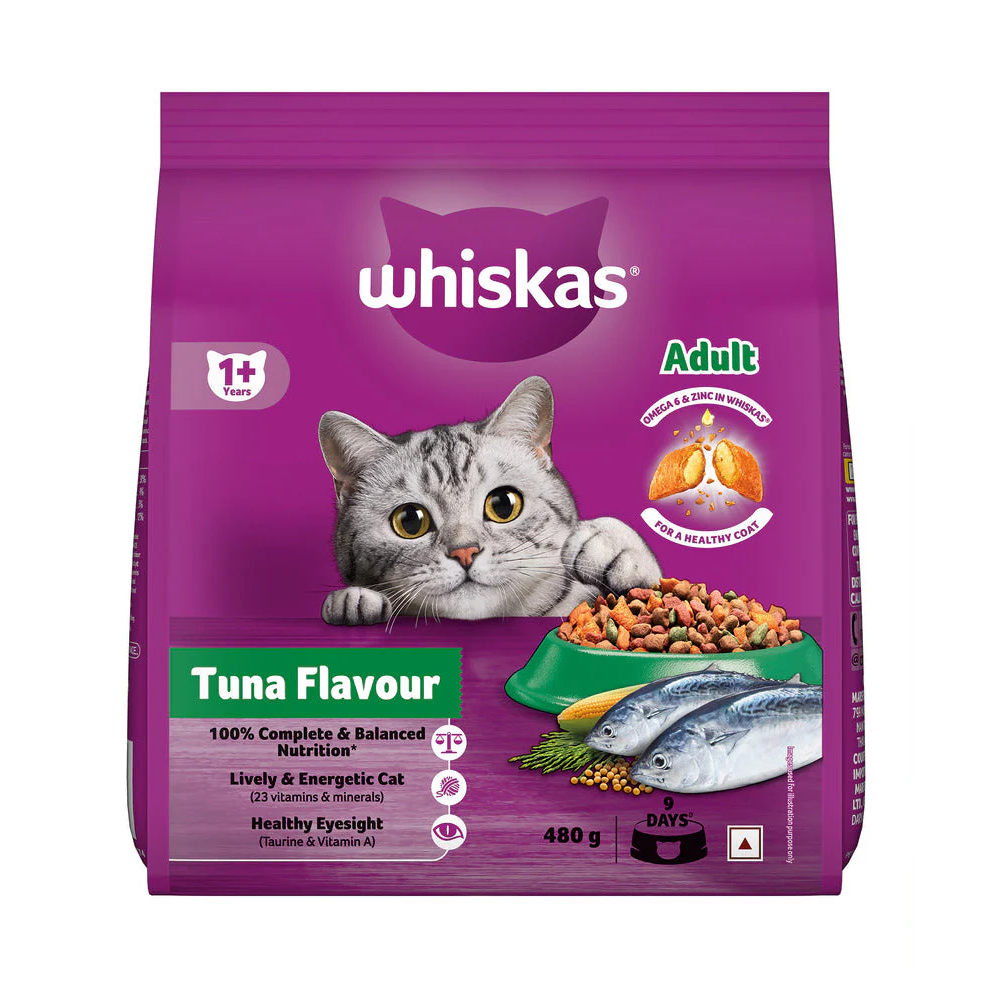 Whiskas 1+ Adult Cat Dry Food With Tuna - 480G