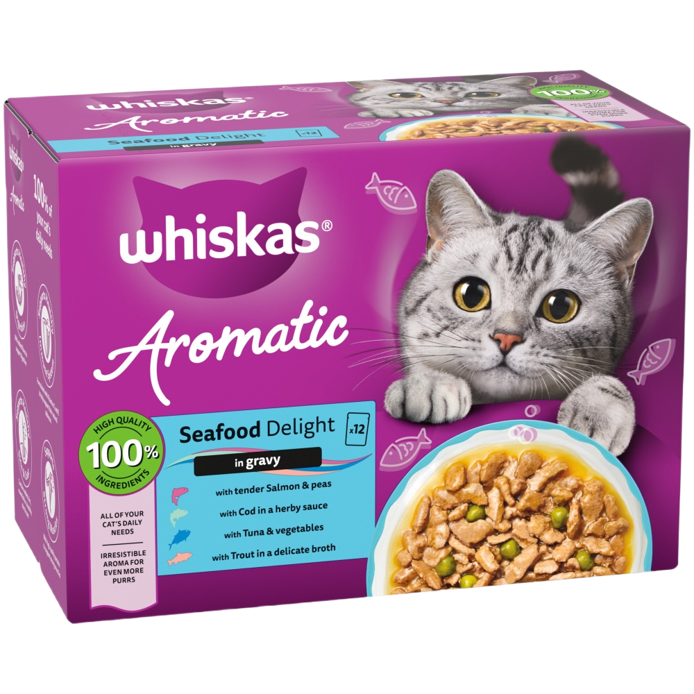 Whiskas Aromatic Selection Seafood Delights In Gravy Pouches - Pack Of (12x85G)