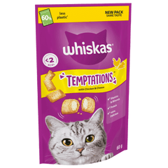 Whiskas Temptations Adult Cat Dry Treats With Chicken & Cheese - 60G