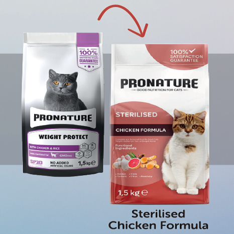 Pronature Sterilised Adult Cat Dry Food With Chicken - 1.5Kg