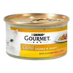 Gourmet Gold Tin Adult Cat Wet Food With Chicken & Liver - 85G