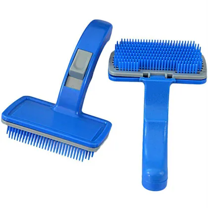 Push Button Grooming Brush Plastic Bristles For Dogs And Cats (Small) - Random Colors