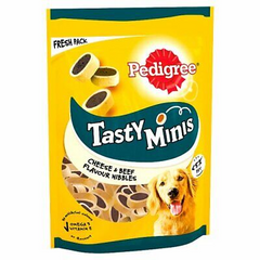 Pedigree Tasty Minis Cheese & Beef Nibbles Adult Dog Treats - 140gm