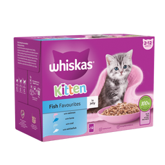 Whiskas 2-12 Months Kitten Fish Favorites in Jelly Pouches - Pack Of (12X85GM)